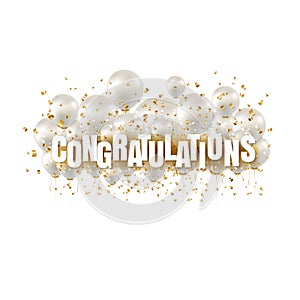 Congratulations Text And White Balloons White Background