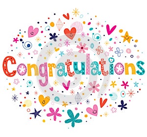 Congratulations typography lettering decorative text card design