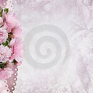 Congratulatory background with a border of pink roses