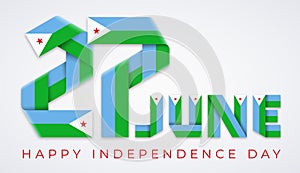 June 27 Independence Day of Djibouti congratulatory design with Djiboutian flag elements. Vector illustration photo
