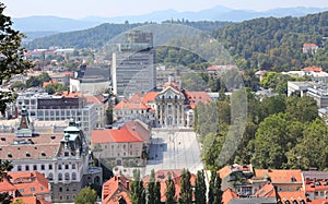 Congres Square in ljubljana capital of Slovenia In Europe view from above