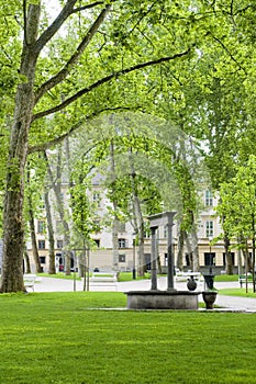 Congress Square outdoor garden park fountain statue Ljubljana S