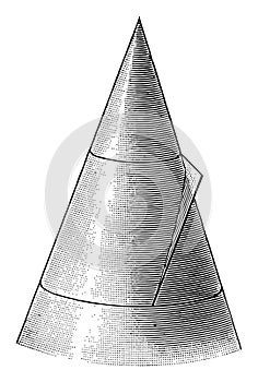 Conic Section Showing Parabola. vintage illustration