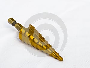 Conical Drill Titanium Drill Bit Hole Cutter HSS Steel Step. Selective focus with low depth of field
