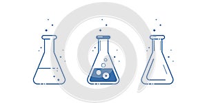 A conical flask. Icons set. Equipment for chemical laboratory. Line design. Vector