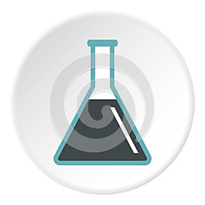 Conical flask test tube with oil icon circle