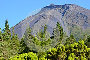 The conical Pico volcano looming over its namesake island Azores archipelago, Portugal