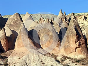 Conical rock formations, Cappadocia, Turkey