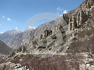 Conical rock mounds formed due to erosion