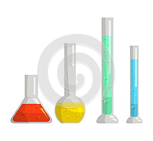 Conical and round-bottom flask, test tubes set