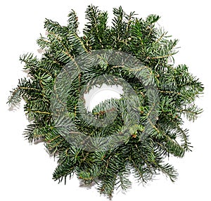 Conifer christmas circle decoration close up