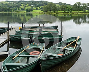 CONISTON WATER, LAKE DISTRICT/ENGLAND - AUGUST 21 : Rowing Boats