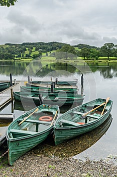 CONISTON WATER, LAKE DISTRICT/ENGLAND - AUGUST 21 : Rowing Boats