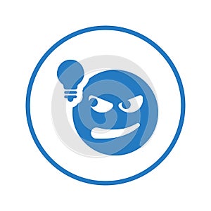 Conjectural, conjecture, emoji icon. Blue color design