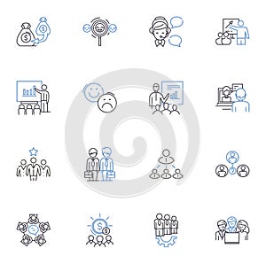 Conjoint collaboration line icons collection. Synergy, Partnership, Alliance, Co-creation, Interdependence, Cooperation