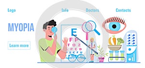 Conjunctivitis concept vector.Eye doctor concept for health care banner. Glaucoma treatment concept vector. Medical