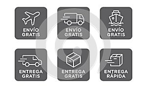 Conjunto de iconos de vector de envio, entrega gratis photo