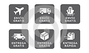 Conjunto de iconos de vector de envio, entrega gratis photo