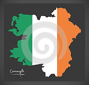 Connaught map of Ireland with Irish national flag illustration