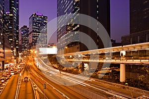 Connaught Road at night in Hong Kong