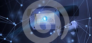 Conncetion over a security cctv camera system - 3d rendering