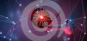 Conncetion over a security cctv camera system - 3d rendering