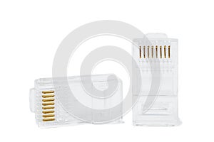 Connecor RG-45 on white background, isolated, closeup