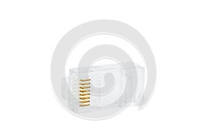 Connecor RG-45 on white background, isolated, closeup