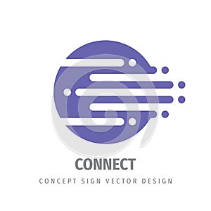 Connect business logo design. Abstract graphic sign. Digital electronic software symbol. Progress technology icon. Database