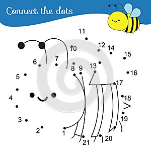 Connect the dots. Dot to dot by numbers activity for kids and toddlers. Children educational game. Cartoon bee