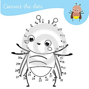 Connect the dots. Dot to dot by numbers activity for kids and toddlers. Children educational game. Cartoon firefly bug