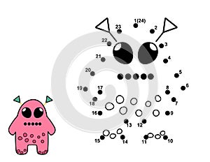 Connect the dots and draw a cute alien character. Join the numbers activity page