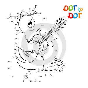 Connect The Dots and Draw Cute Cartoon cat. Educational Game for Kids.