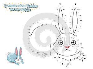Connect The Dots and Draw Cute Cartoon Rabbit. Educational Game