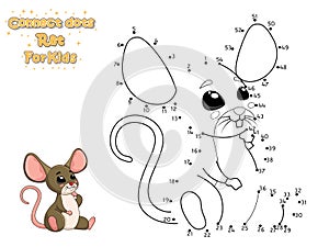 Connect The Dots and Draw Cute Cartoon Rat. Educational Game for Kids. Vector Illustration With Cartoon Animal Characters