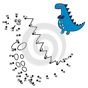 Connect the dots and draw a cute dinosaur