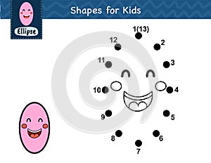 Connect the dots and draw a cute ellipse. Dot to dot number game for kids