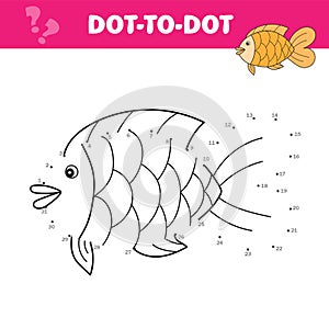 Connect the dots and draw a cute fish. Numbers game for children. Vector