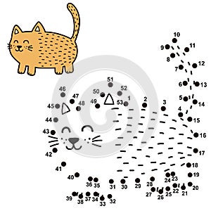 Connect the dots and draw a funny fat cat