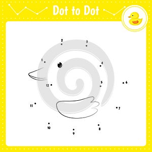 Connect the dots. Duck. Bird. Dot to dot educational game. Coloring book for preschool kids activity worksheet