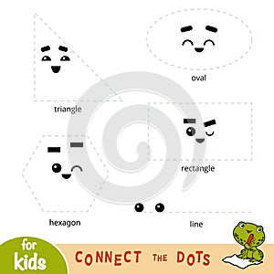 Connect the dots, education game for children. Geometric shapes