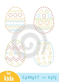 Connect the dots, education game for kids, Set of Easter eggs