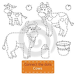 Connect the dots (farm animals set, cow family) photo