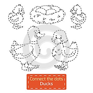 Connect the dots (farm animals set, duck family)