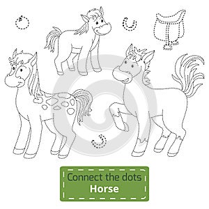 Connect the dots (farm animals set, horse family)