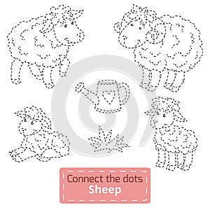 Connect the dots (farm animals set, sheep family)