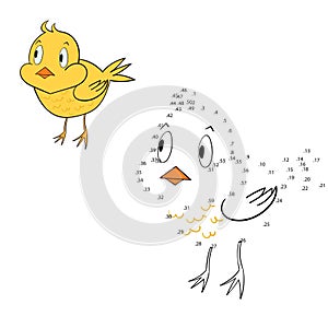 Connect the dots game chicken vector illustration