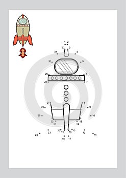 Connect the dots game and coloring pages learning free form shape printable vector on background