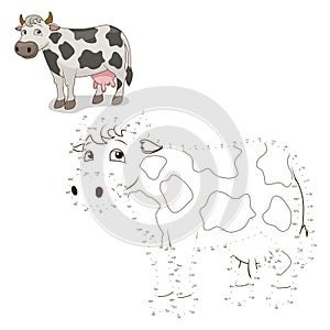 Connect the dots game cow vector illustration