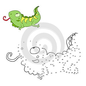 Connect the dots game iguana vector illustration